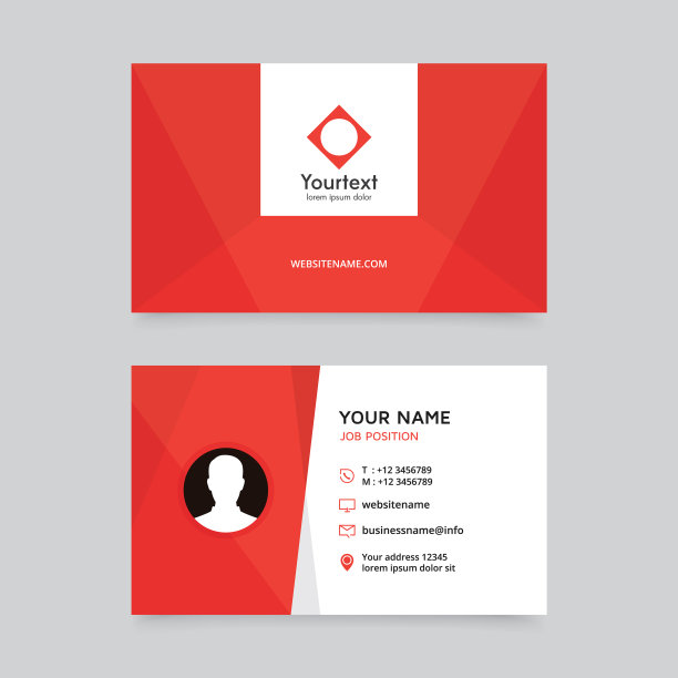 优雅干净的红色名片设计图片下载