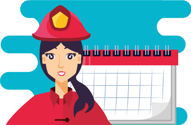 消防专业女性与日历图片下载