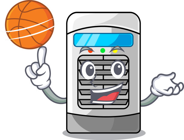 墙上挂着篮球吉祥物空气冷却器图片下载