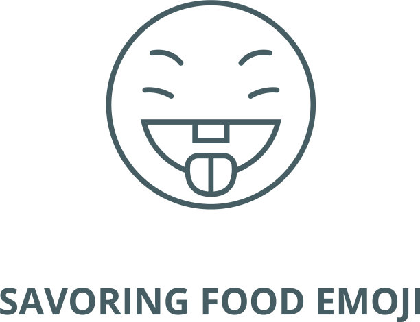 品味食物表情符号线图标线性图片下载