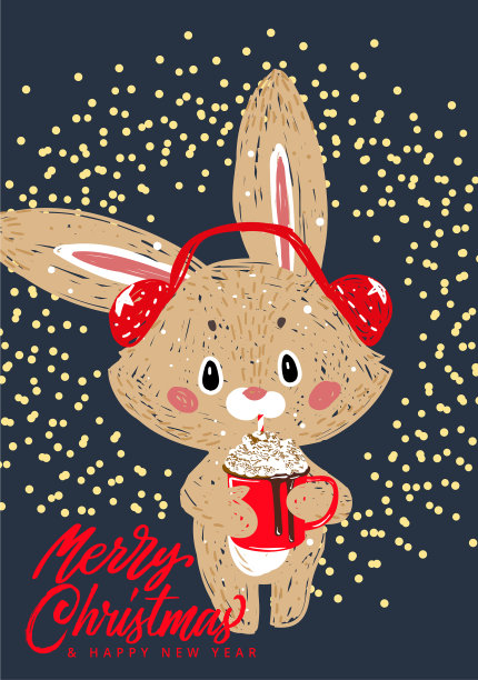 兔女郎和冬季奶油热咖啡图片下载