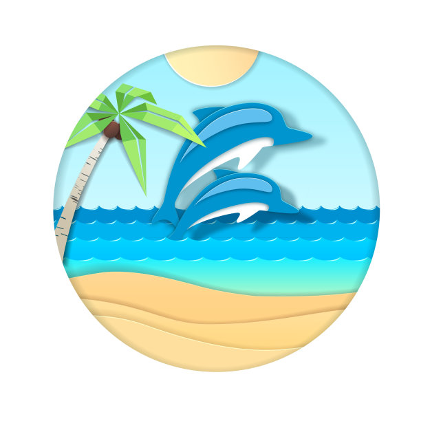 海豚在海滩上跳出水面图片下载