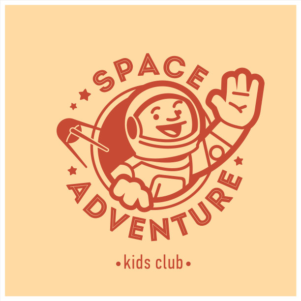 儿童俱乐部的标志与快乐宇航员可爱图片下载