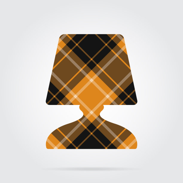 橙色黑色格子图案床头台灯图片下载