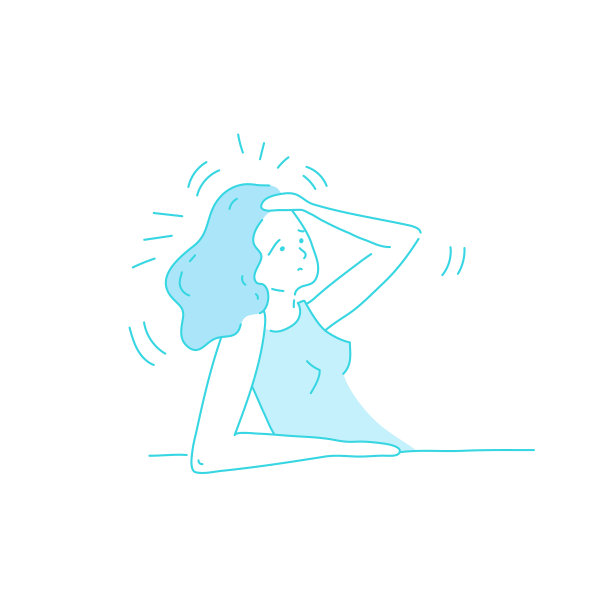 生病紧张头晕的人手绘图片下载