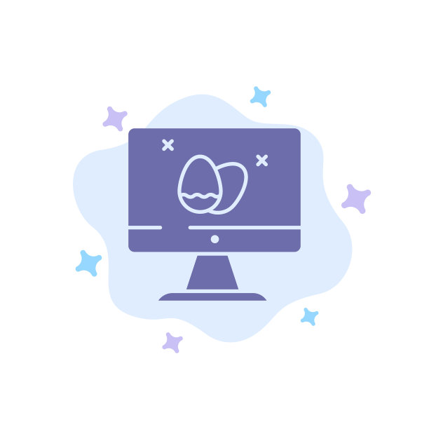 监控屏幕上彩蛋复活节蓝色图标上的抽象图片下载