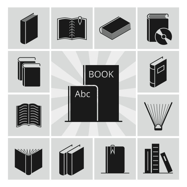 黑色书籍剪影图标系列图片下载
