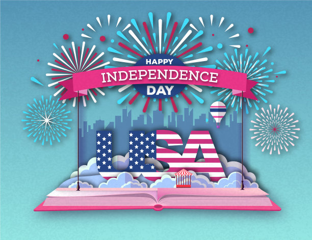 用城市景观和烟火打开书本图片下载