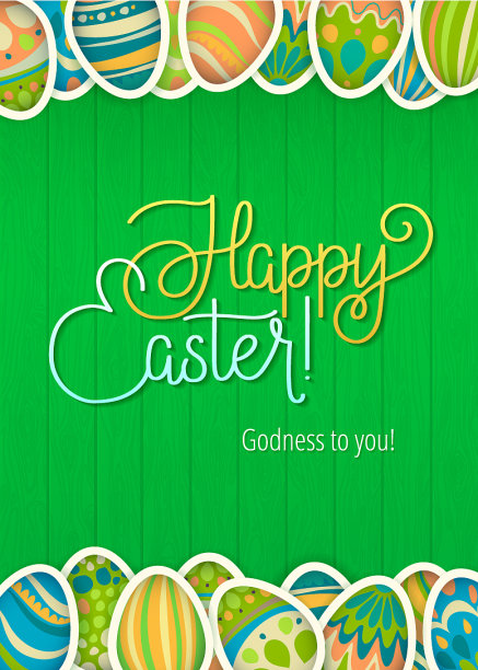 复活节快乐贺卡绿色木制图片下载