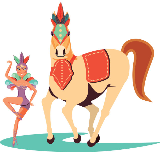 女子狂欢节舞者与马马戏团图片下载