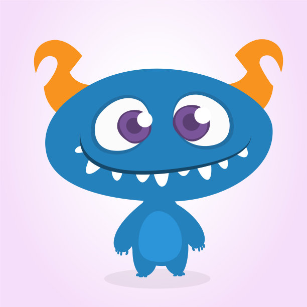 快乐酷的大脑袋卡通胖怪物图片下载