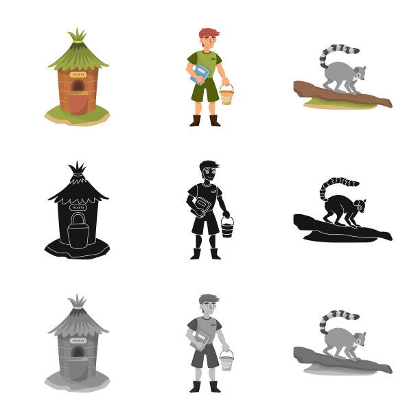 自然和乐趣的标志集图片下载