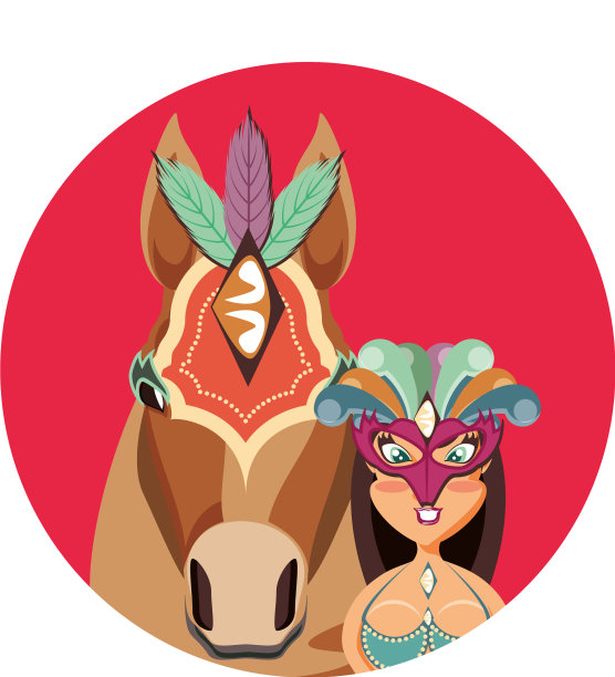 女子狂欢节舞者与面具和马马戏团图片下载