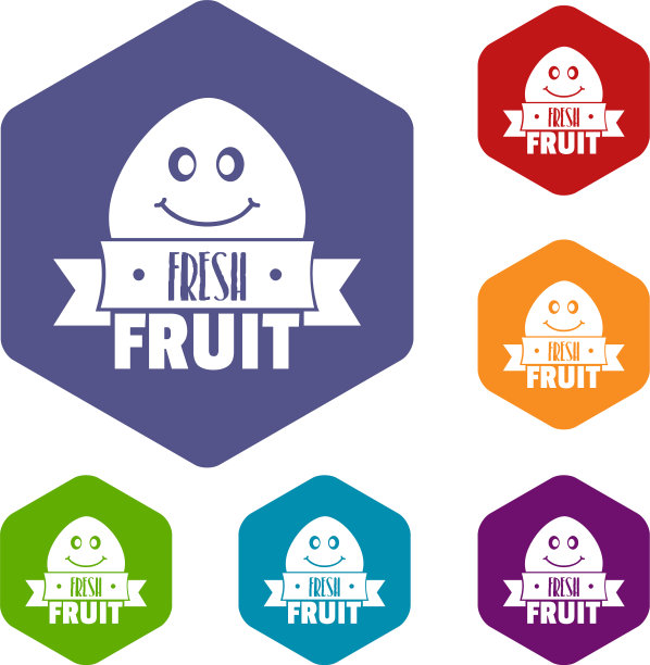 新鲜水果图标六面体图片下载