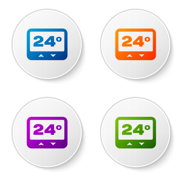 彩色恒温器图标隔离在白色背景图片下载