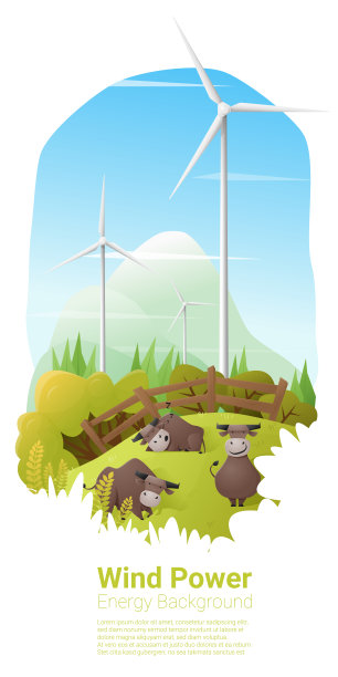 能源概念背景与风力发电机15图片下载
