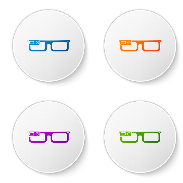 彩色智能眼镜上安装的眼镜图标图片下载