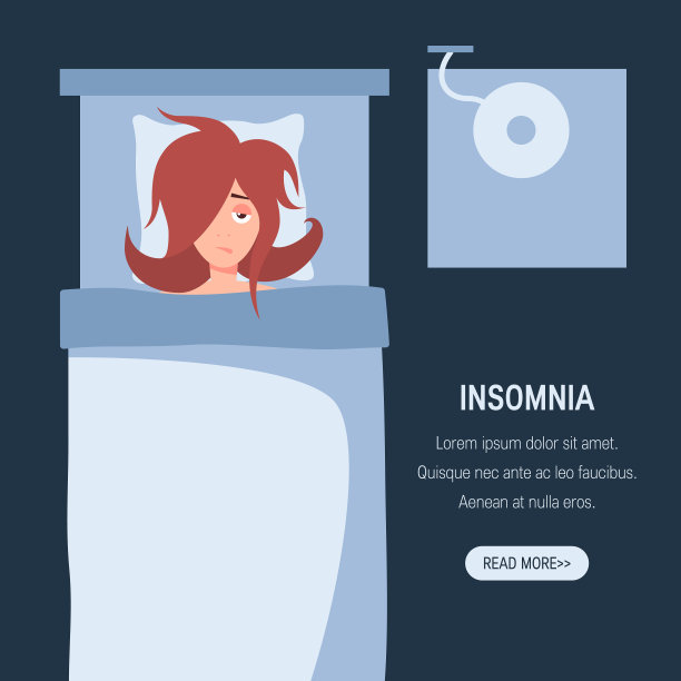 失眠症概念在简单的平面风格图片下载