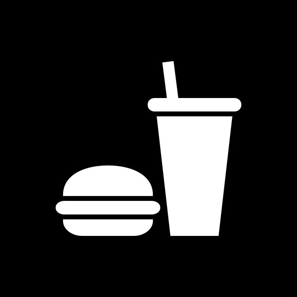 汉堡和饮料图标简单的平面风格图片下载