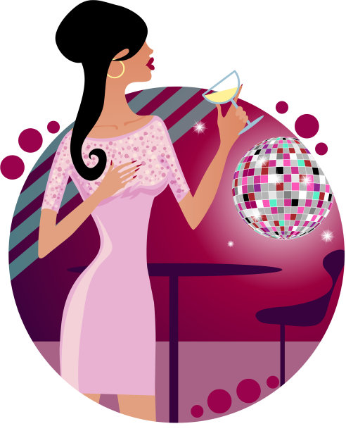 在夜店里喝着红酒的魅力女孩图片下载