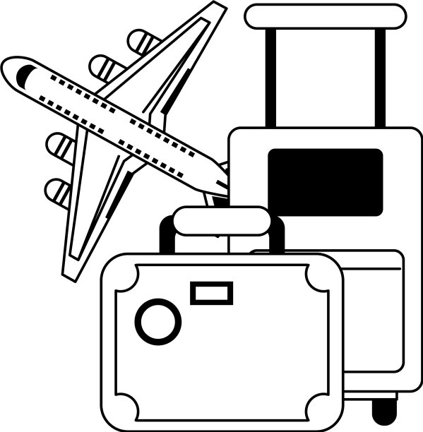 黑白旅行和度假符号图片下载