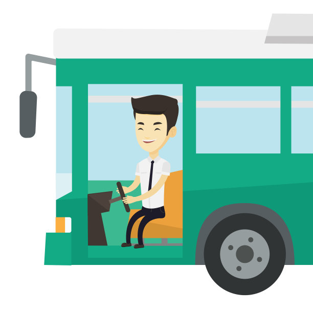 坐在方向盘前的亚洲巴士司机图片下载