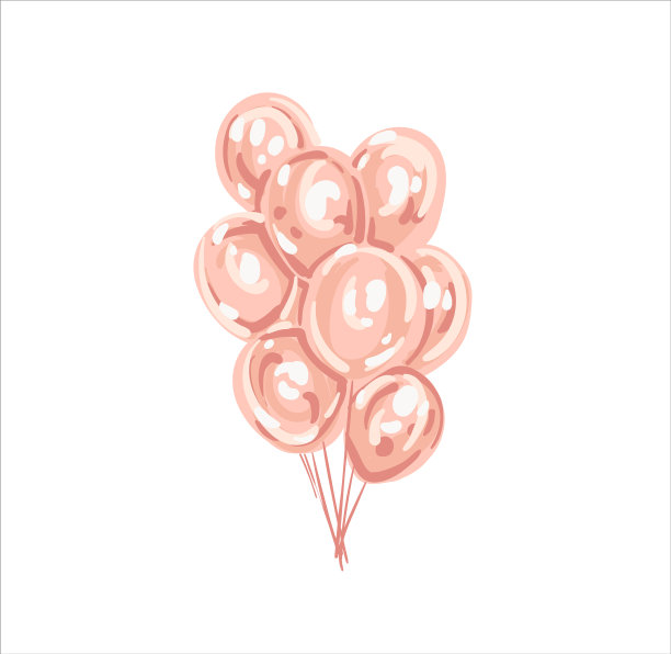 套粉白色透明气球孤立在图片下载