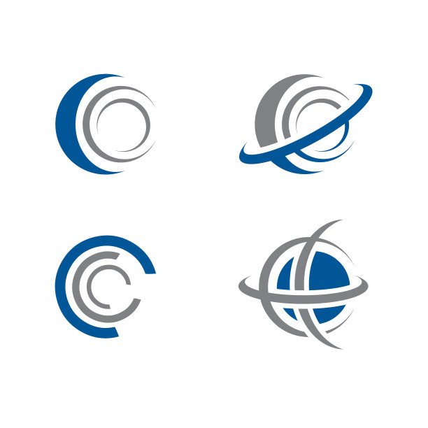 抽象星球和轨道圆形logo设计图片下载