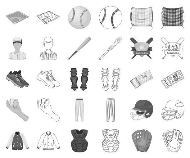 棒球和属性单色轮廓图标图片下载