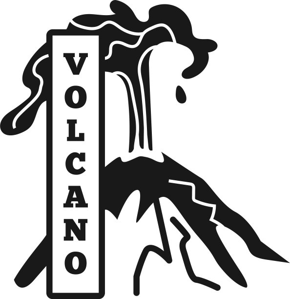 火山顶峰喷发标志风格简约图片下载