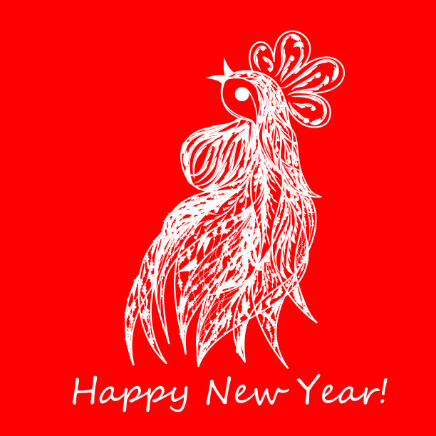 白公鸡明信片图片下载