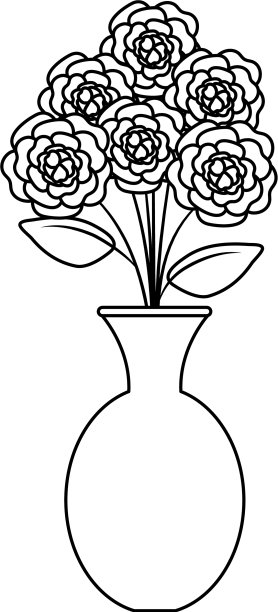 玫瑰图案的花瓶图片下载