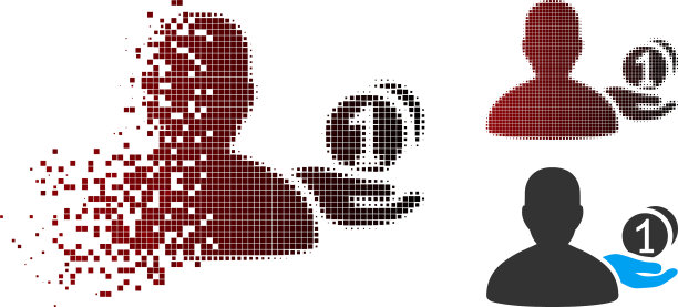 分解像素半色调乞讨者图标图片下载