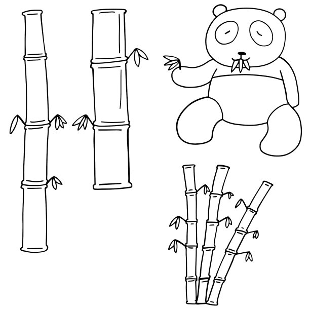 一套竹子和熊猫图片下载