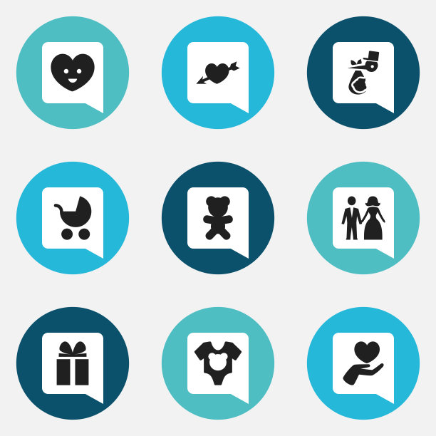 一套9可编辑的亲属图标包括这样的符号图片下载