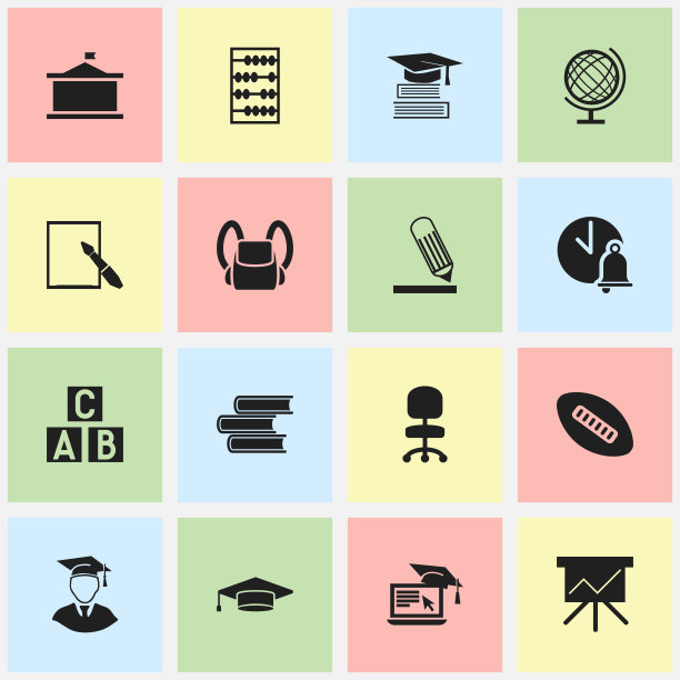 一组16可编辑大学图标包括图片下载