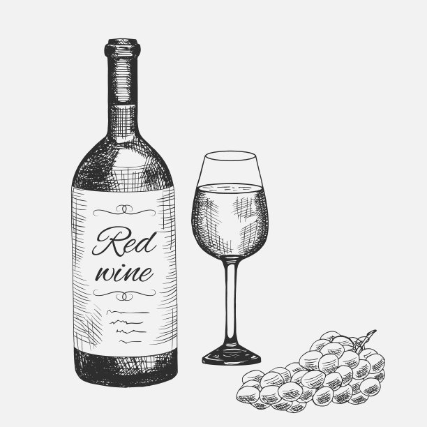 手绘红酒元素素材图片下载