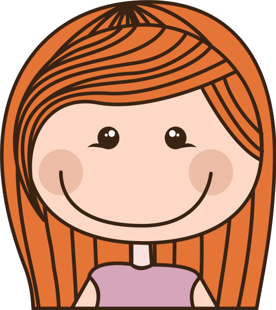 彩色漫画半身像女孩与橙色图片下载