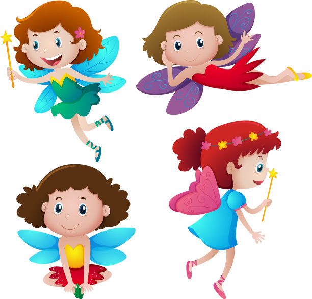 四个可爱的小仙女在飞翔图片下载