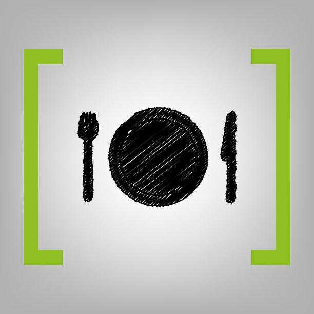 叉盘和刀的黑色涂鸦图标图片下载