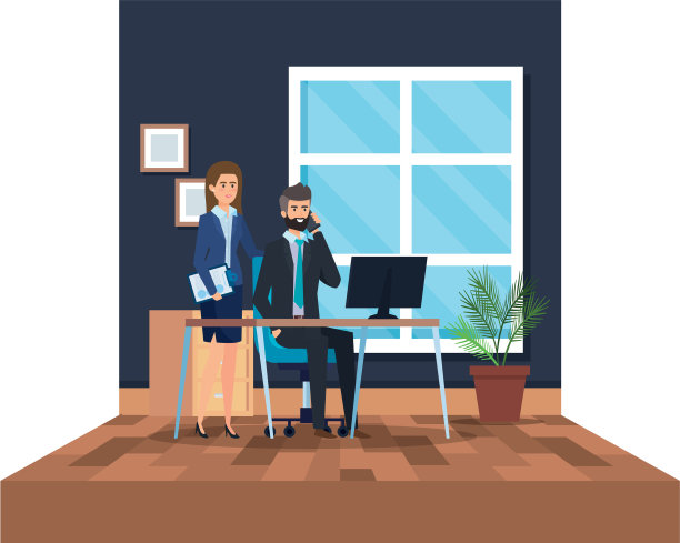 办公室场景中的商业情侣图片下载