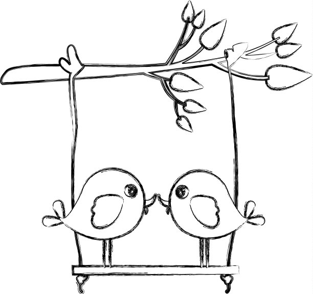 单色素描的树枝摆动和图片下载