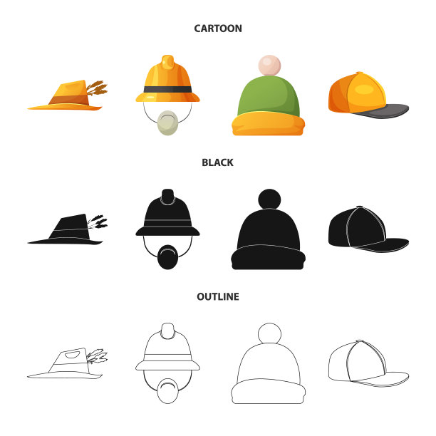 设计帽子和帽子图标套图片下载