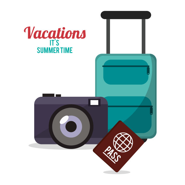 暑假时间手提箱相机护照图片下载