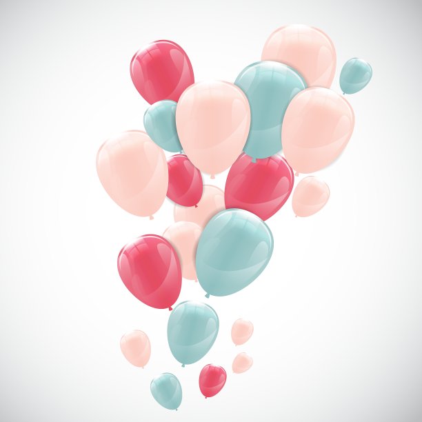 彩色光滑的生日气球横幅图片下载