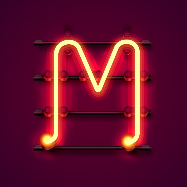 霓虹字体字母m艺术设计招牌图片下载