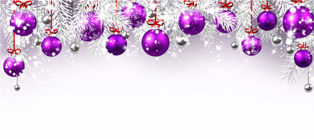 带有圣诞球的新年横幅图片下载