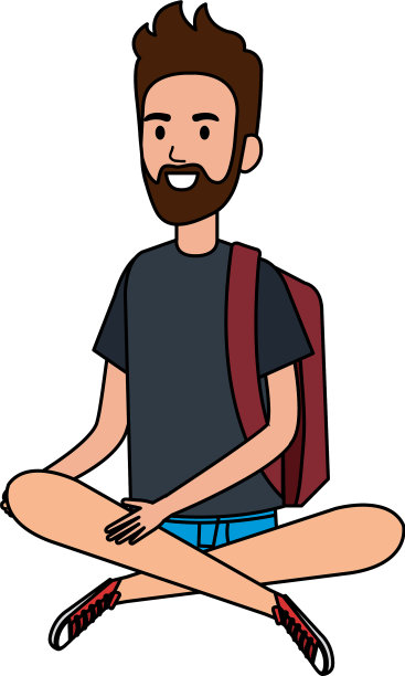 男学生坐在地板上扮演角色图片下载