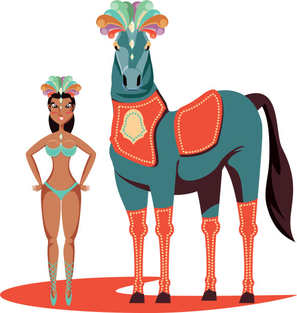 女子狂欢节舞者与马马戏团图片下载