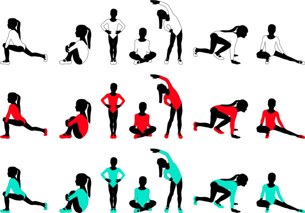 蹒跚学步的女孩剪影体操姿势图片下载